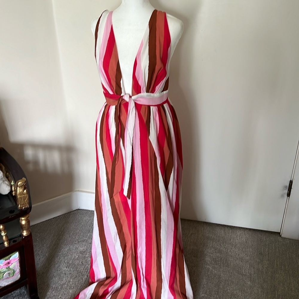 NWT long bright colored sundress size L with adjustable straps